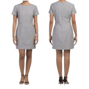 Theory Cassii Sheath Dress Size 8 Gray Wool Blend Short Sleeve EUC